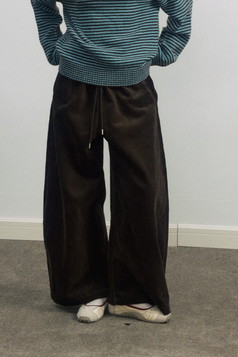 100% cotton wide-leg scythe-shape corduroy pants | 5 color