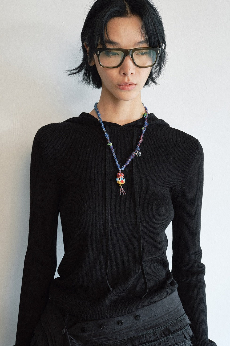 Wool blend rib hoodie slim knitwear | 5 color