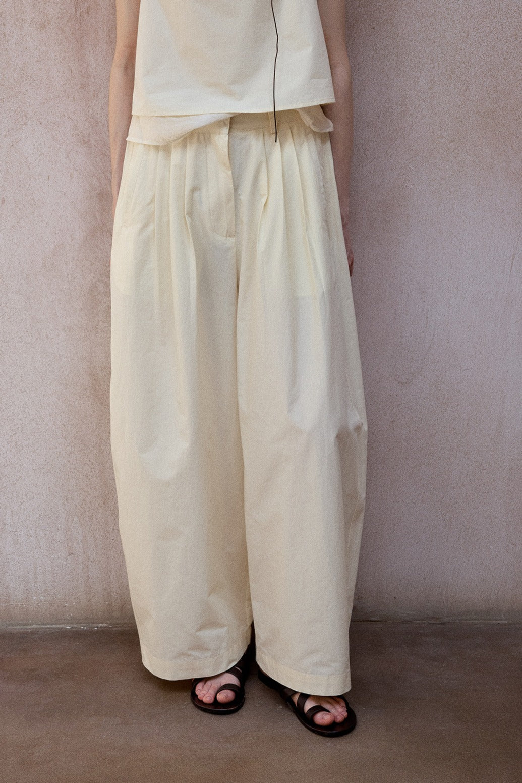 Cotton blend linen relaxed-fit pants | 3 color