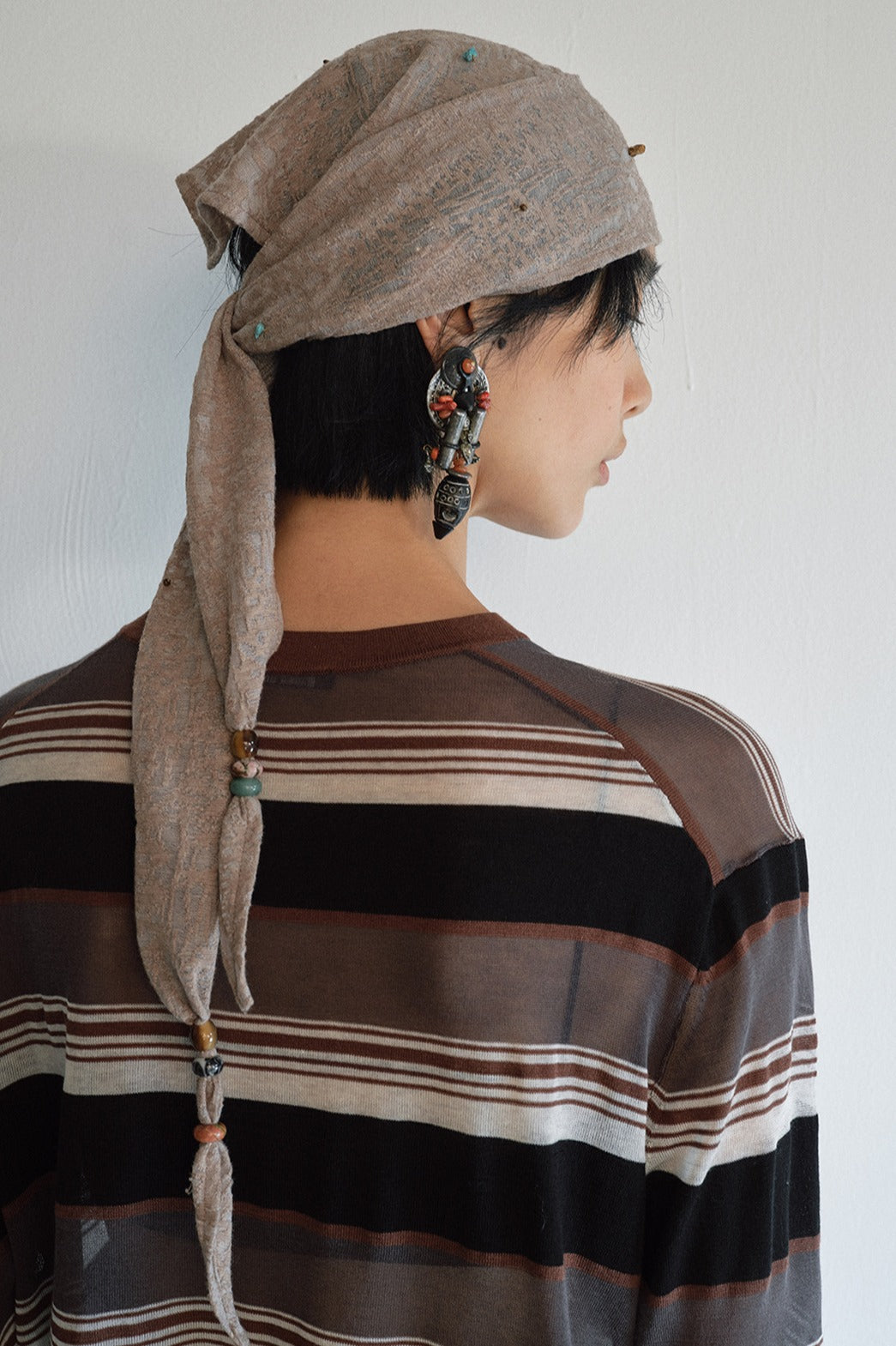 Cotton blend unisex bead scarf-belt accessory | 4 color