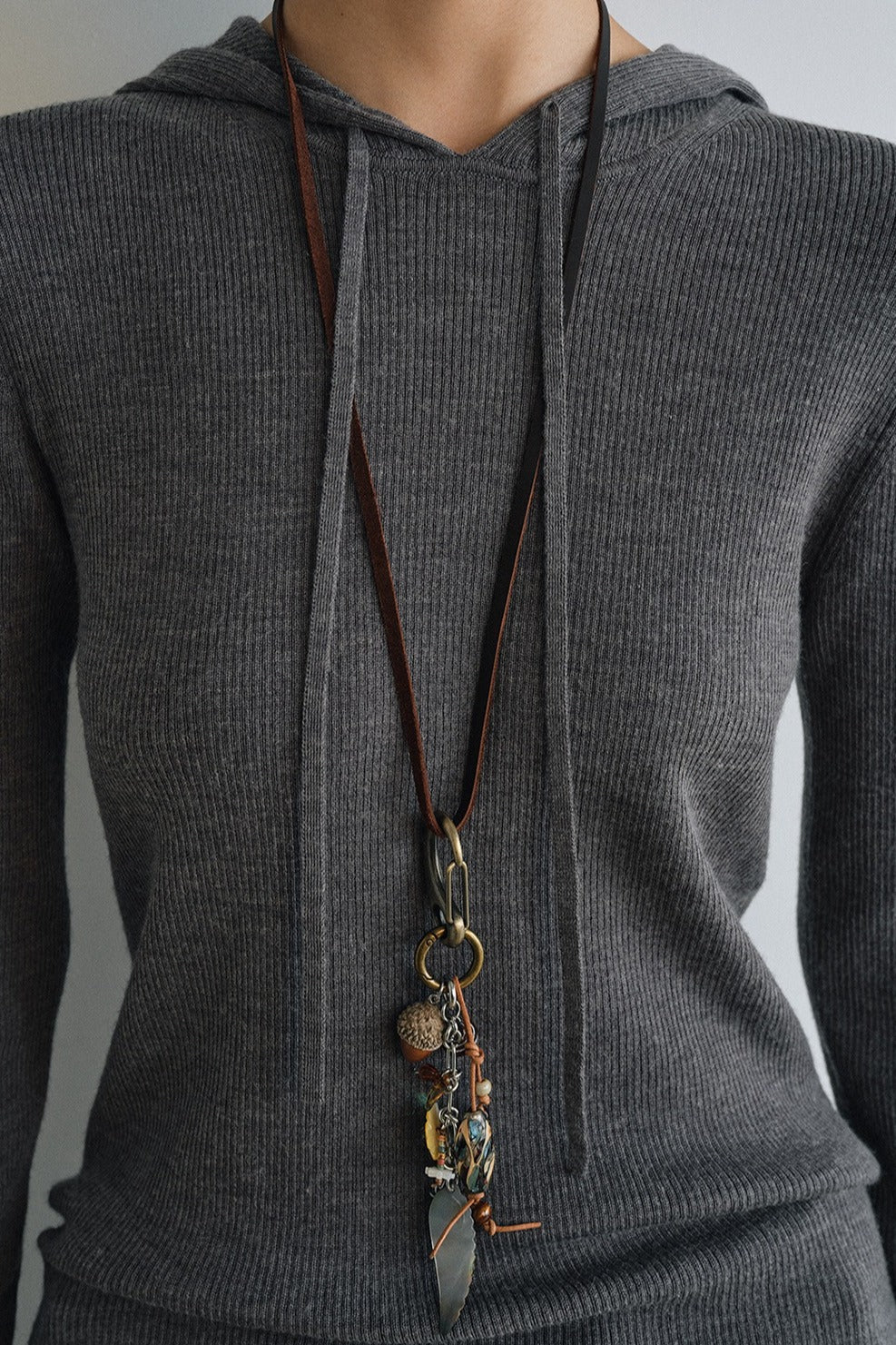 Wool blend rib hoodie slim knitwear | 5 color