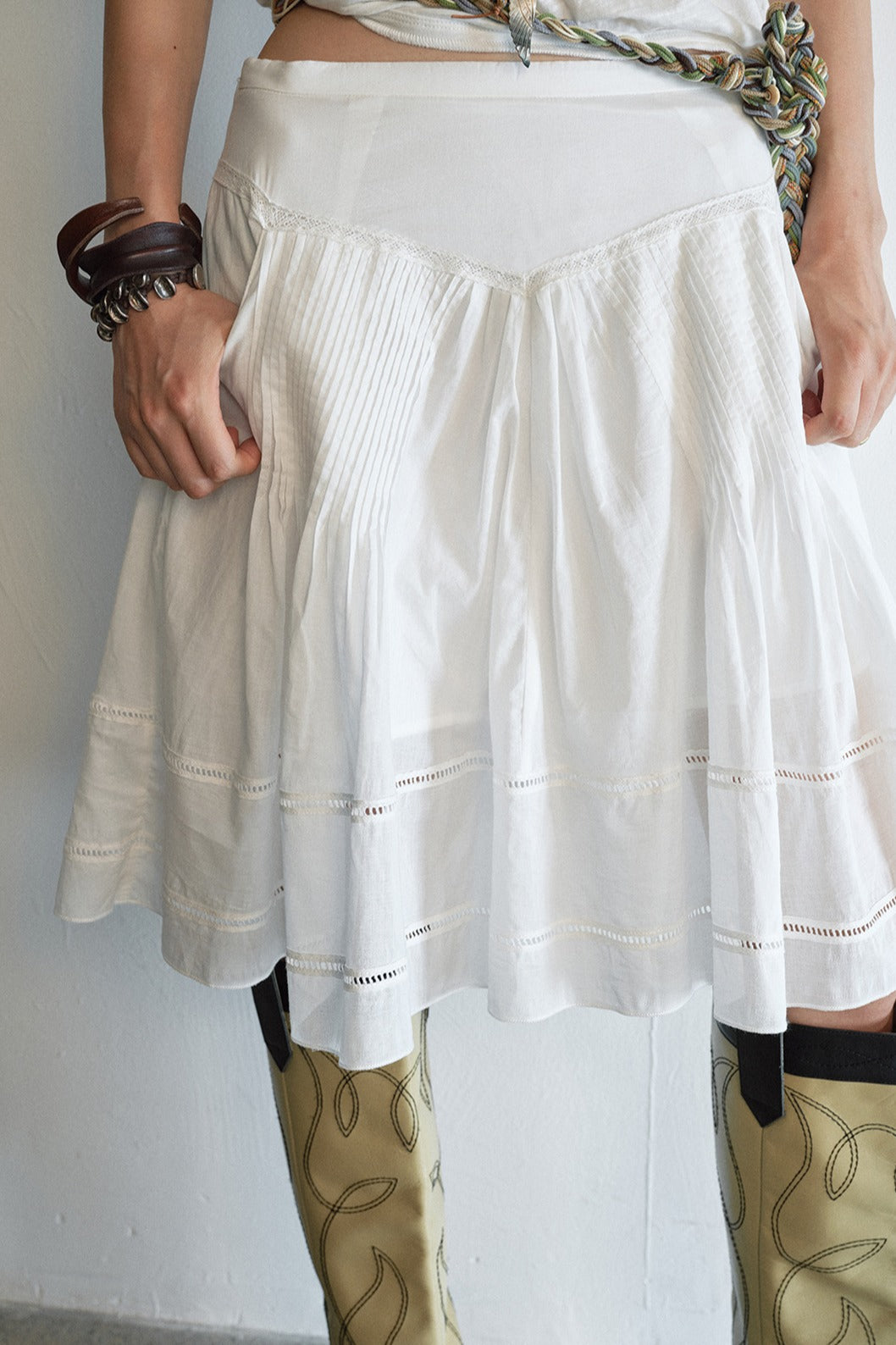 100% cotton pleated skirt with lining | 3 color