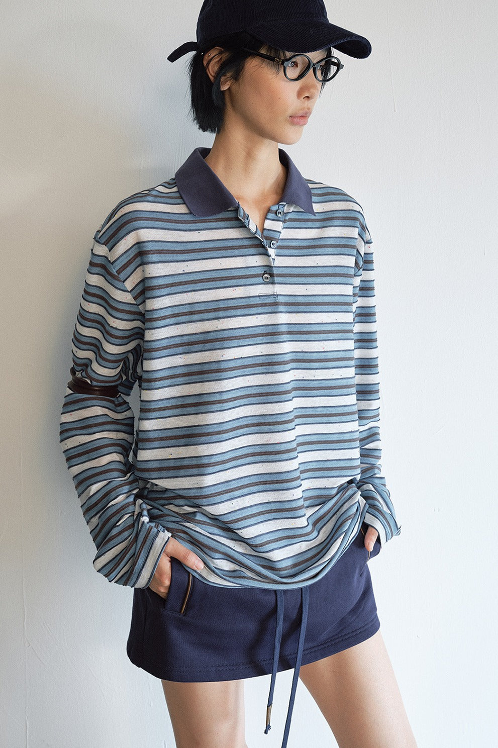 Cotton blend color-block retro polo T-shirt | 3 color