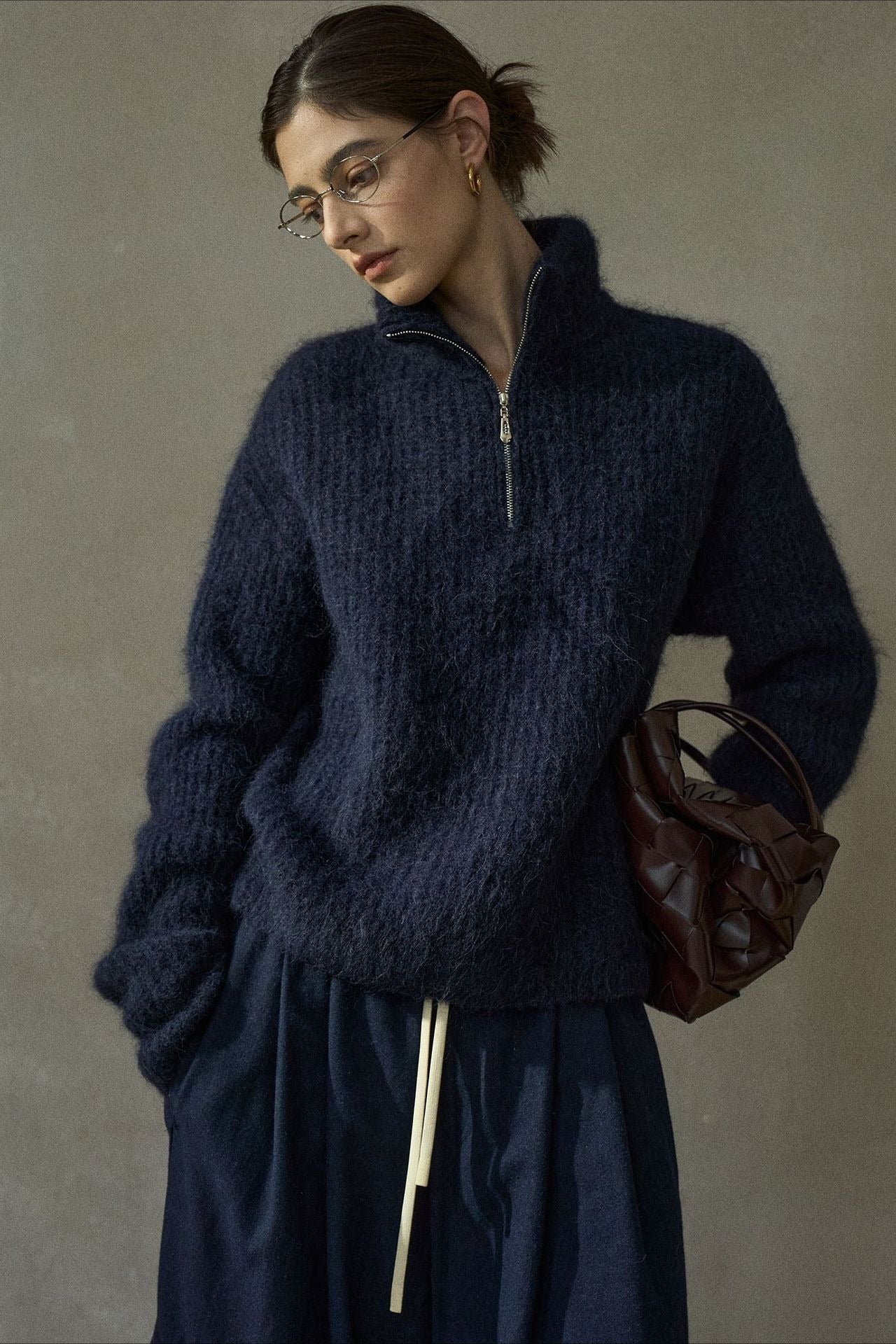 Alpaca blend long-hair cozy turtleneck sweater | 5 color
