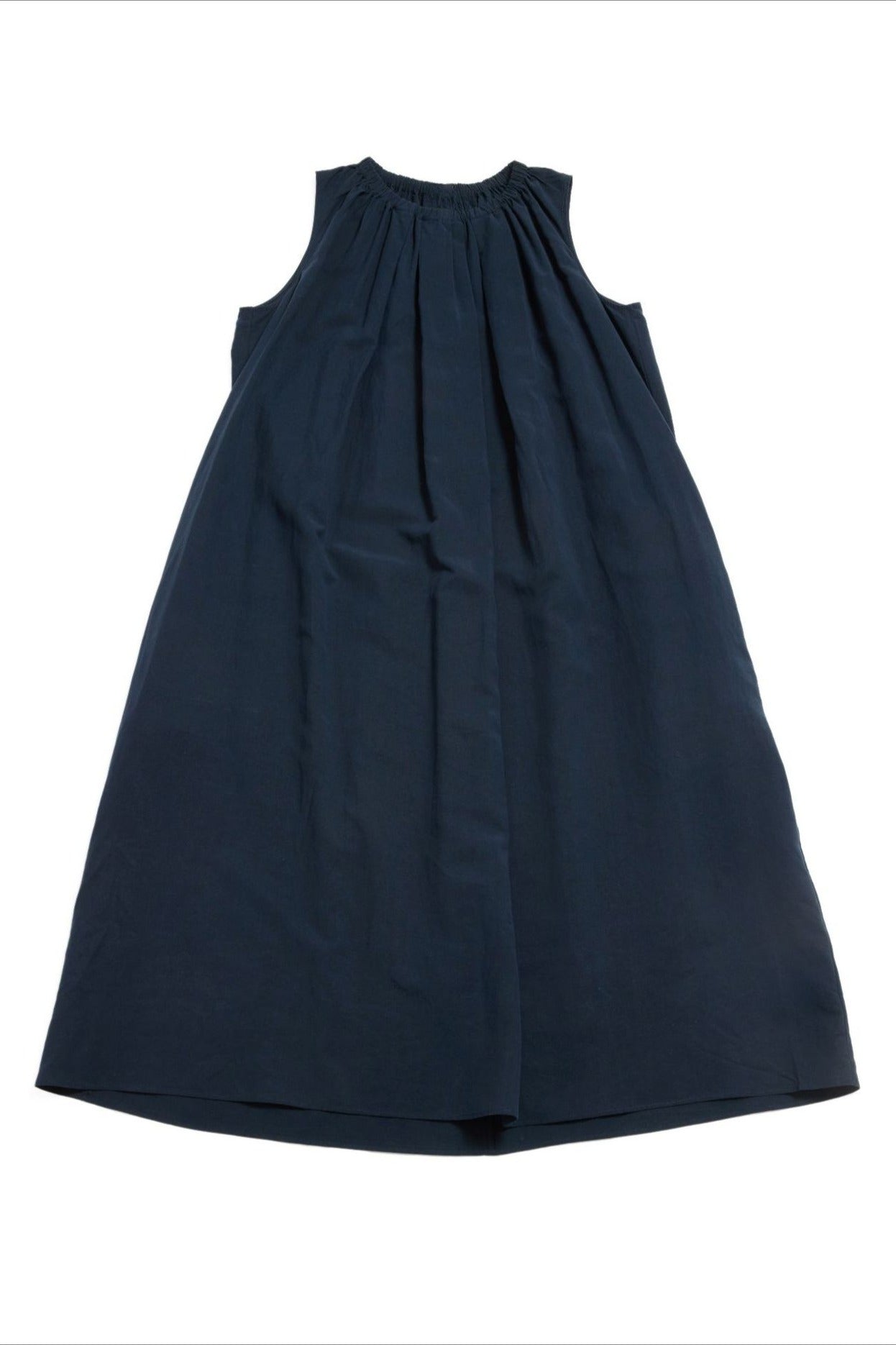 Lyocell blend pleated neck sleeveless dress | 3 color