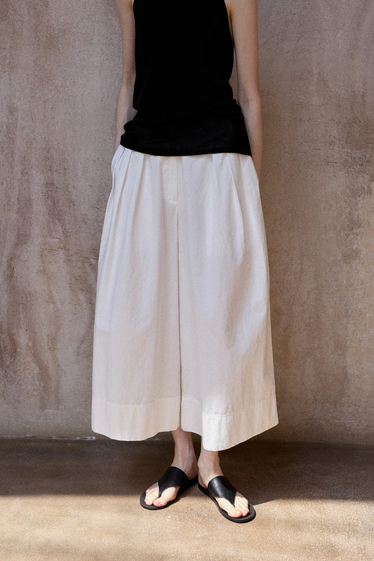 100% cotton straight wide-leg 9/8 pants | 3 color