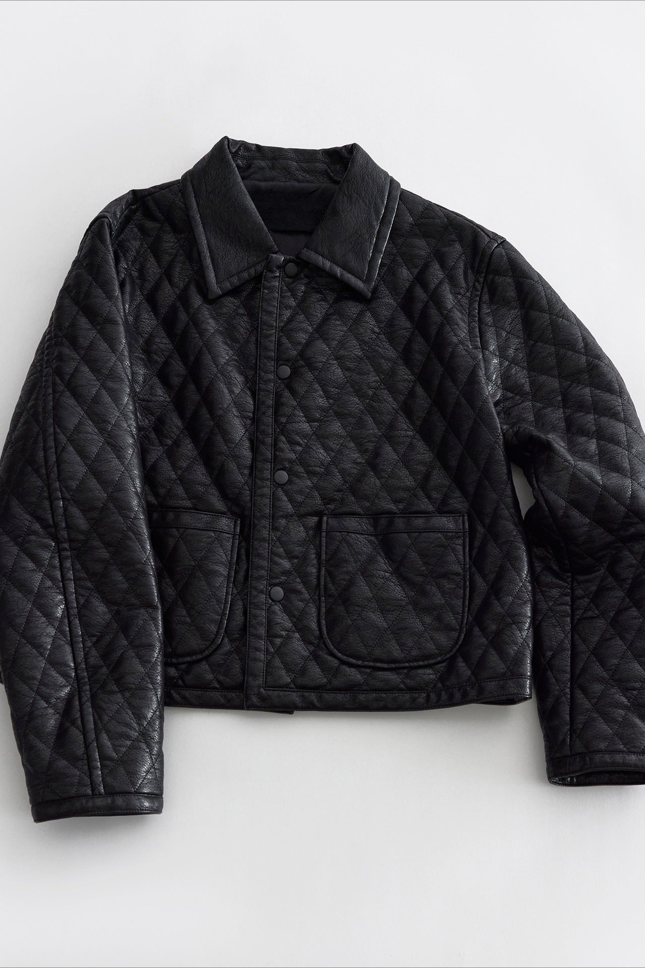 Retro-style quilted PU jacket | 2 color