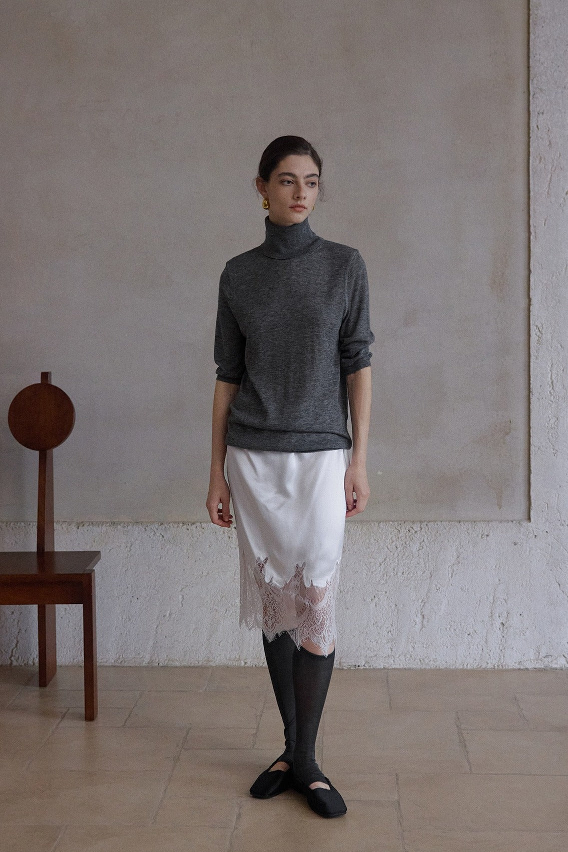 Wool blend stacked neck soft knitwear | 7 color