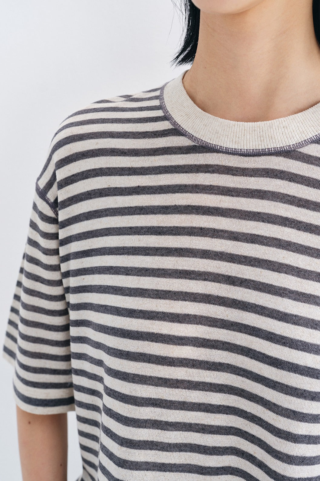 Relaxed-fit striped loose T-shirt | 4 color