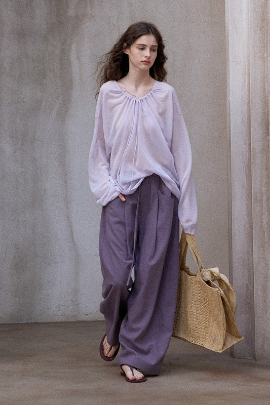 Wide leg elastic waist pants