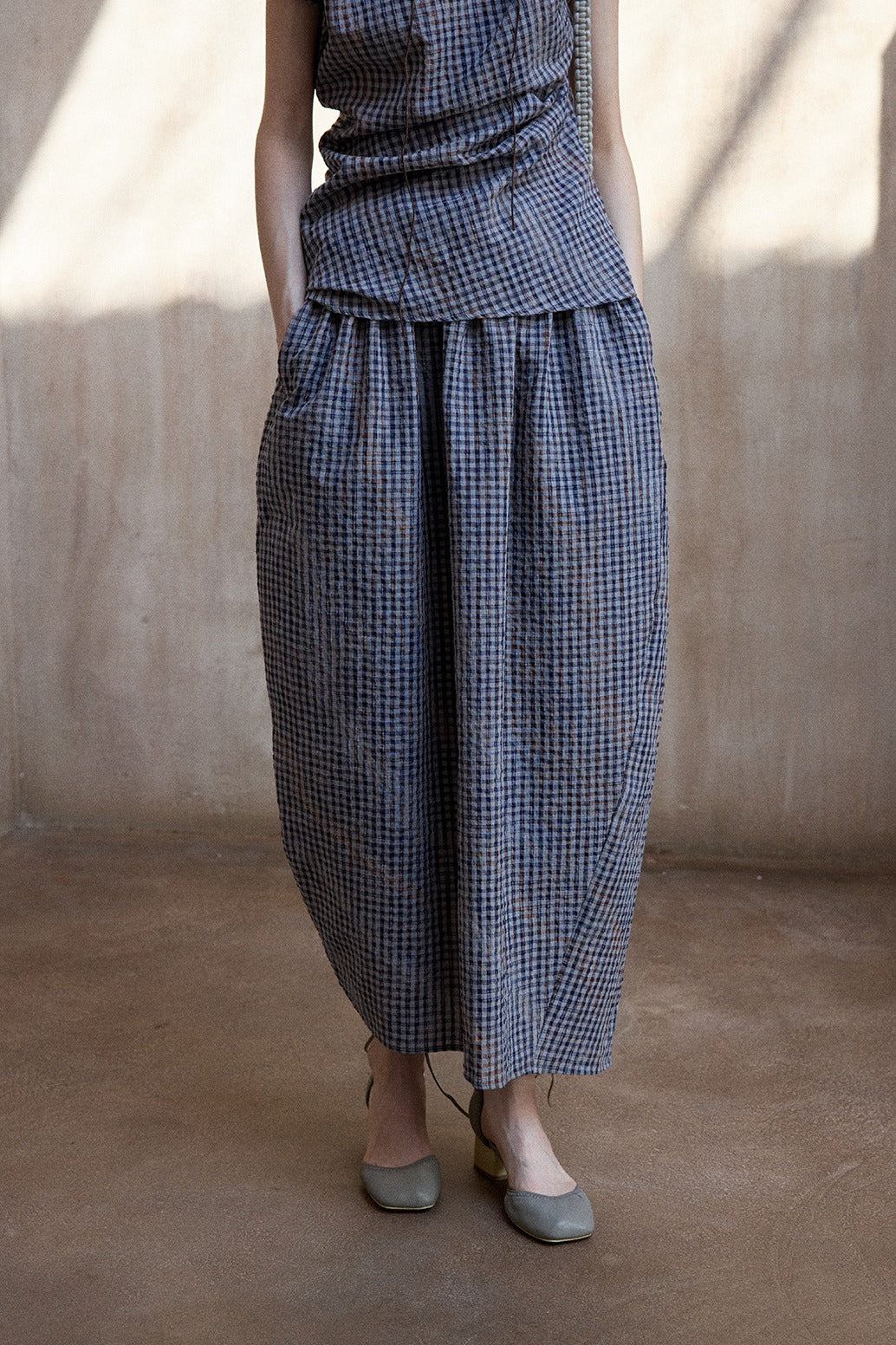 Irregular design puffed striped bud-like skirt | 2 color