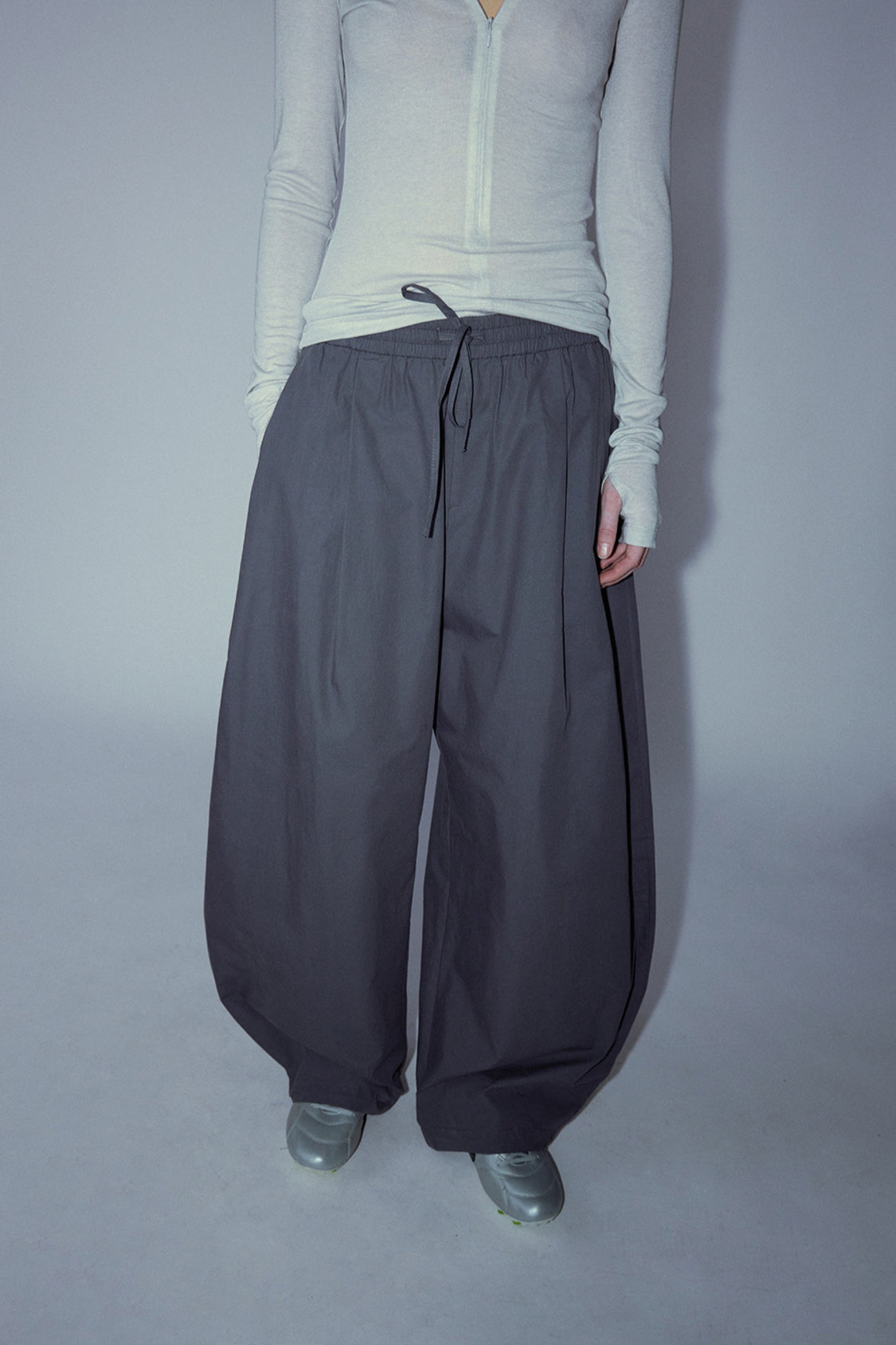 100% cotton balloon silhouette casual pants | 4 color
