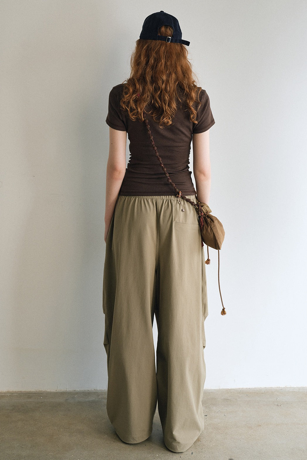 Cotton blend semi-high neck waisted t-shirt | 5 color