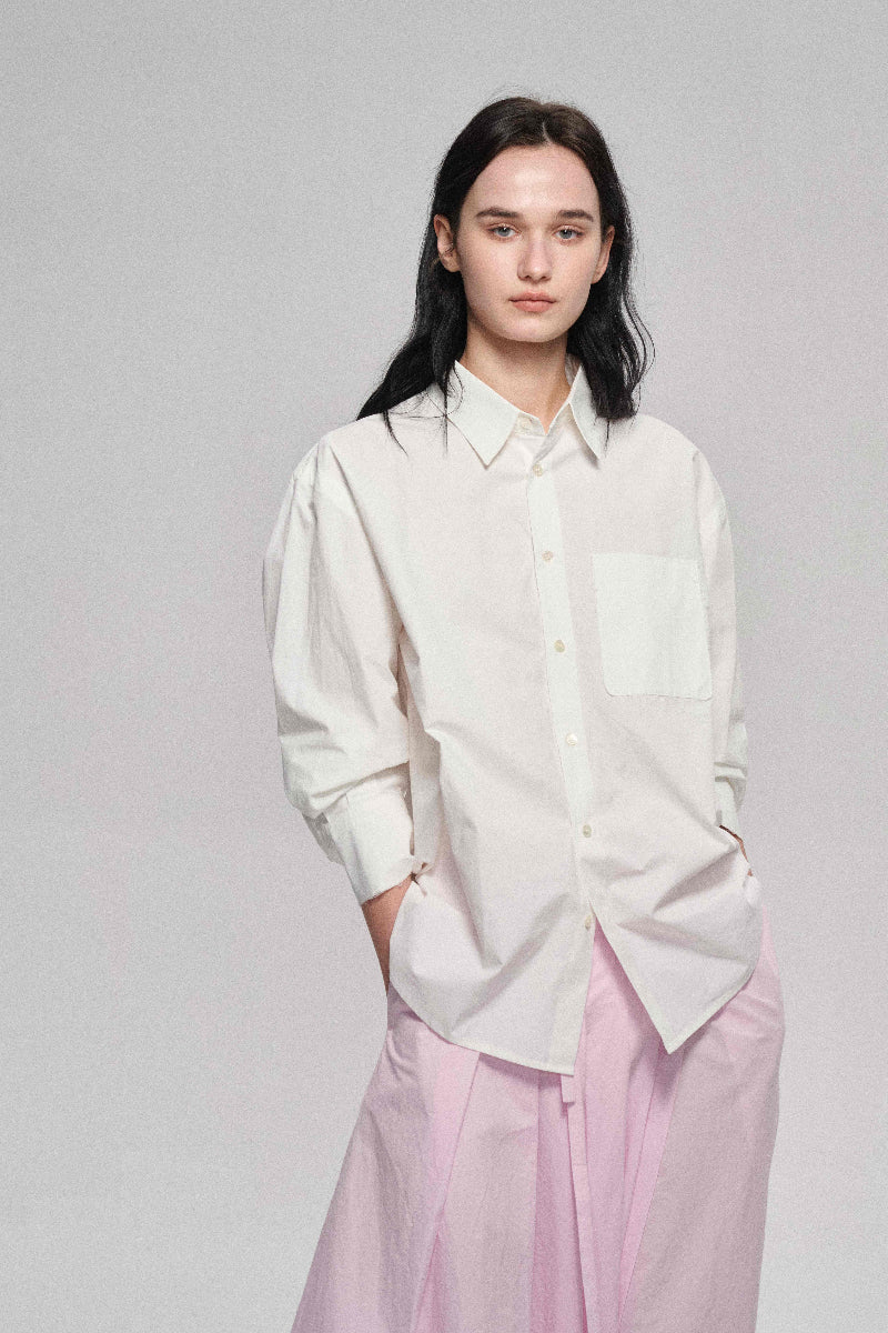 Chemise oversize à bords bruts 100 % coton