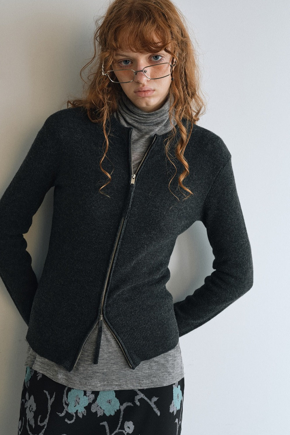 100% wool snug fit dual zipper cardigan | 5 color