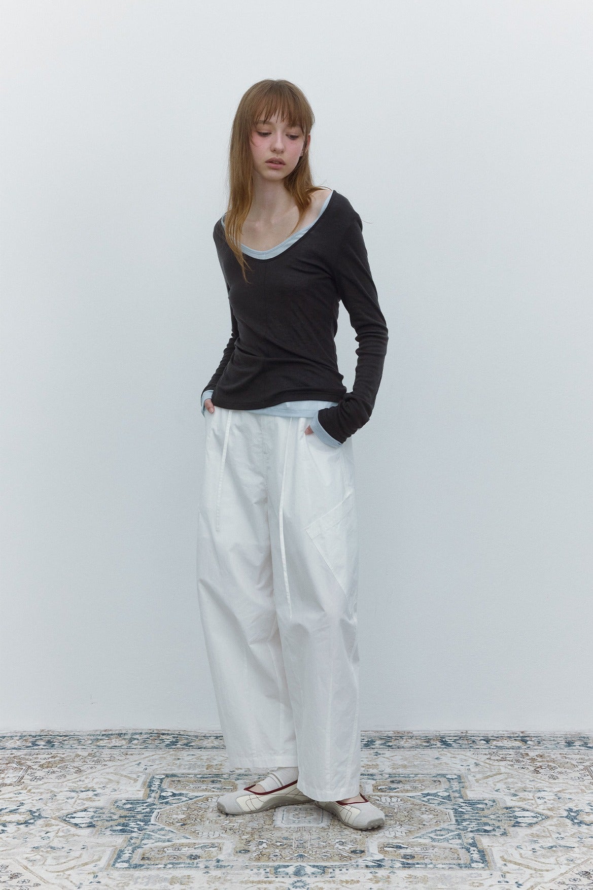 100% cotton high-rise balloon pants with side patch pockets | 4 color