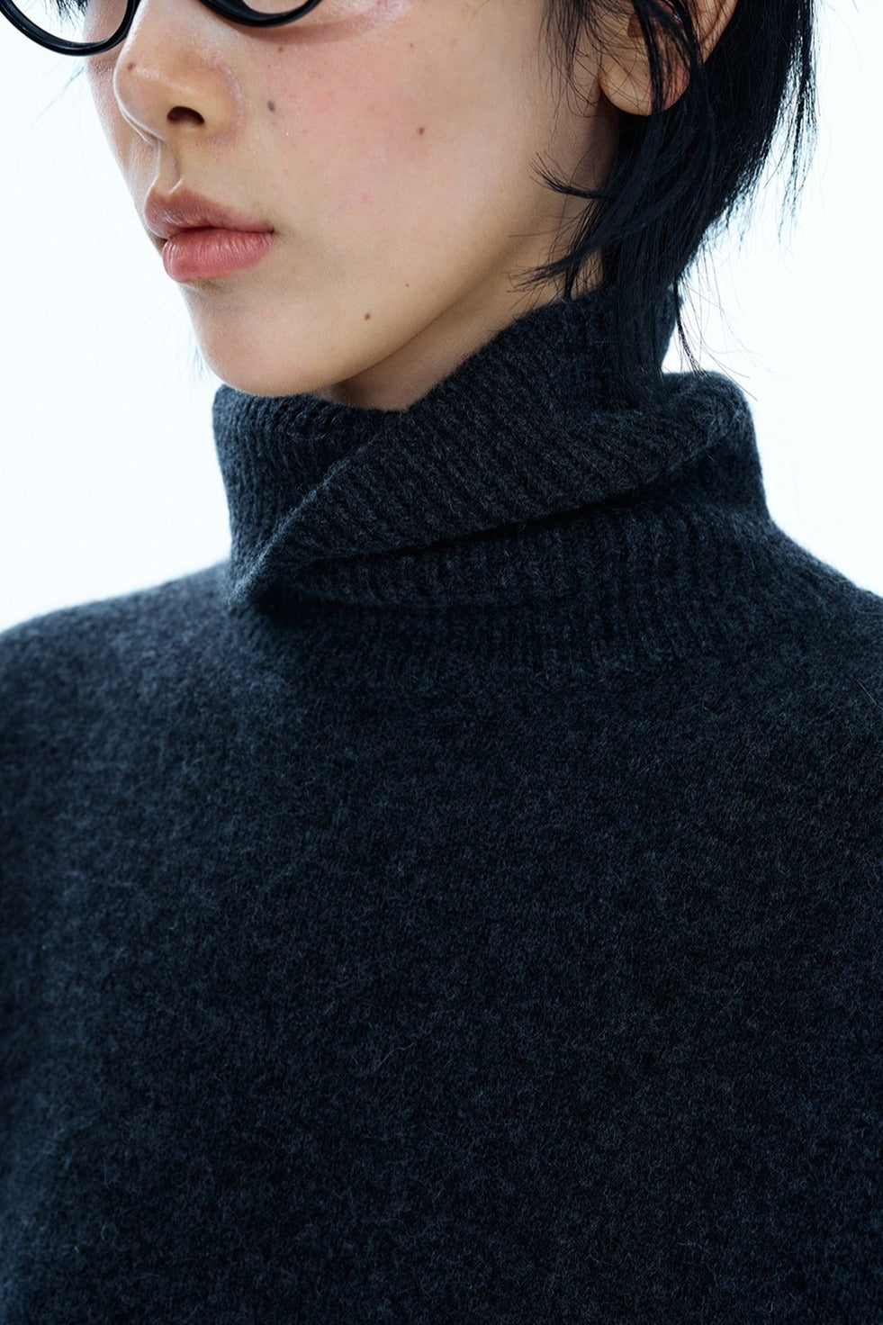 Wool blend high neck sweater | 4 color