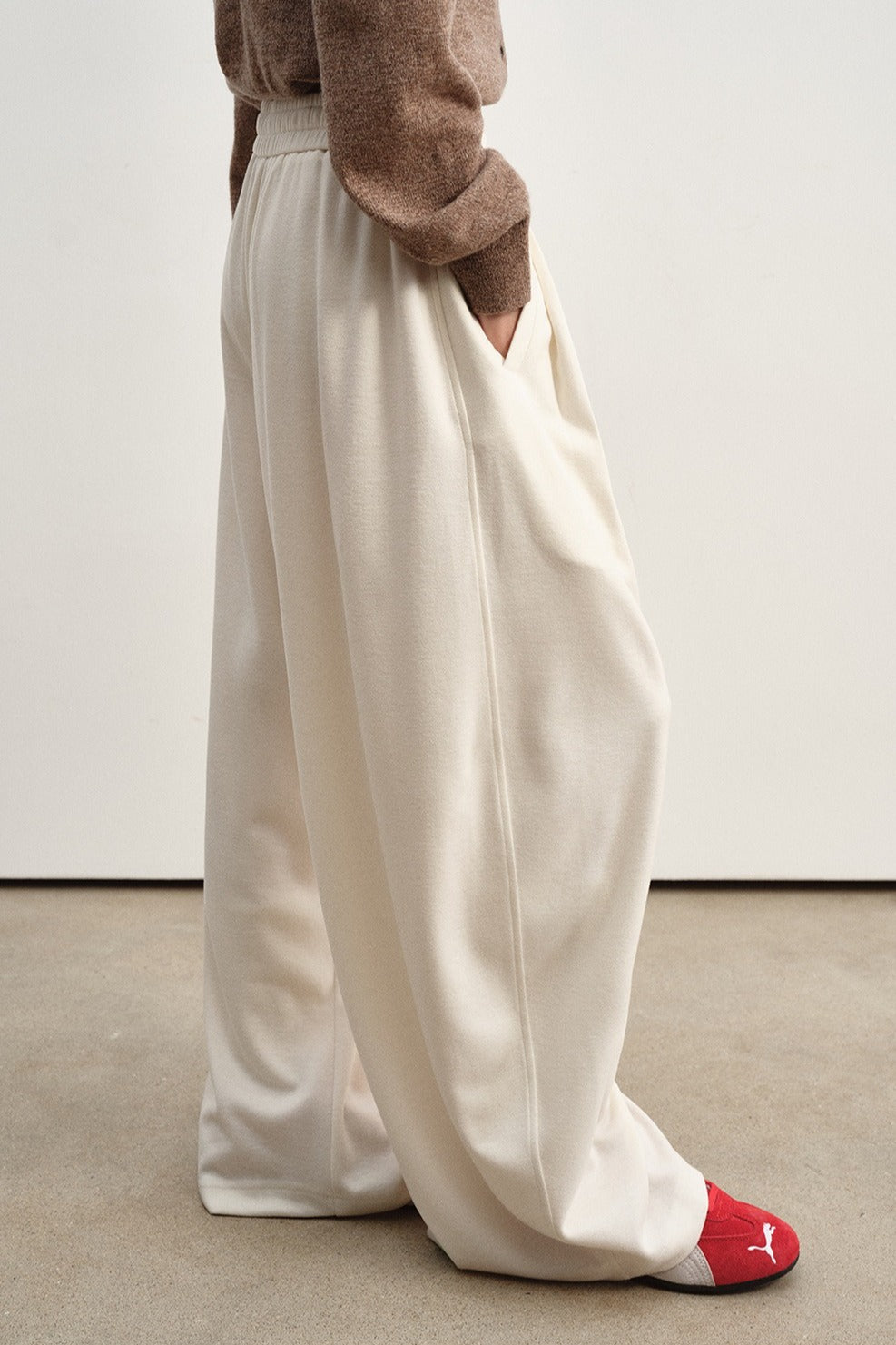 Soft drape elastic drawstring waist casual pants | 4 color