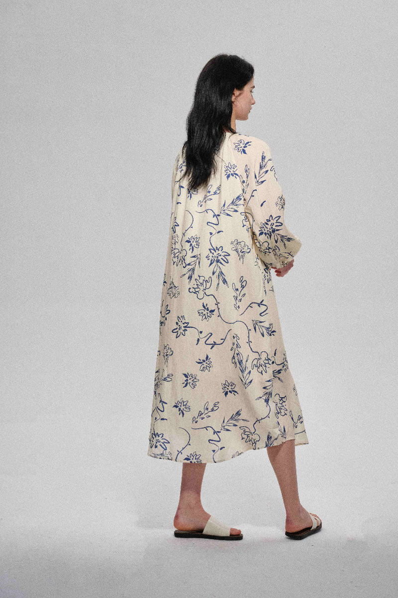 Robe drapée oversize en mélange de lin