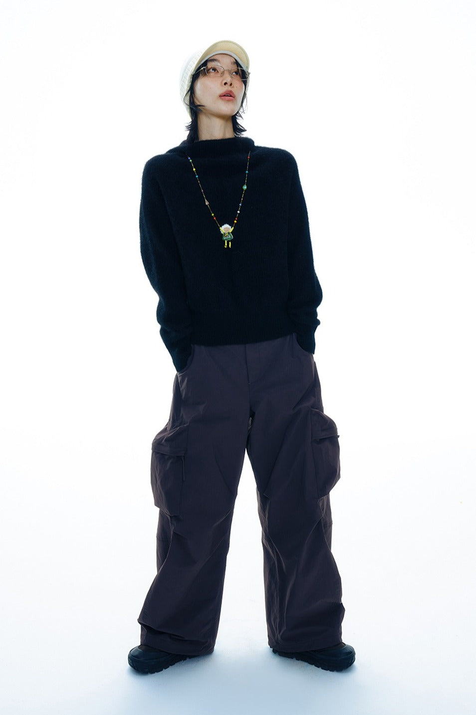 Yak down blend solid hue hoodie sweater | 4 color