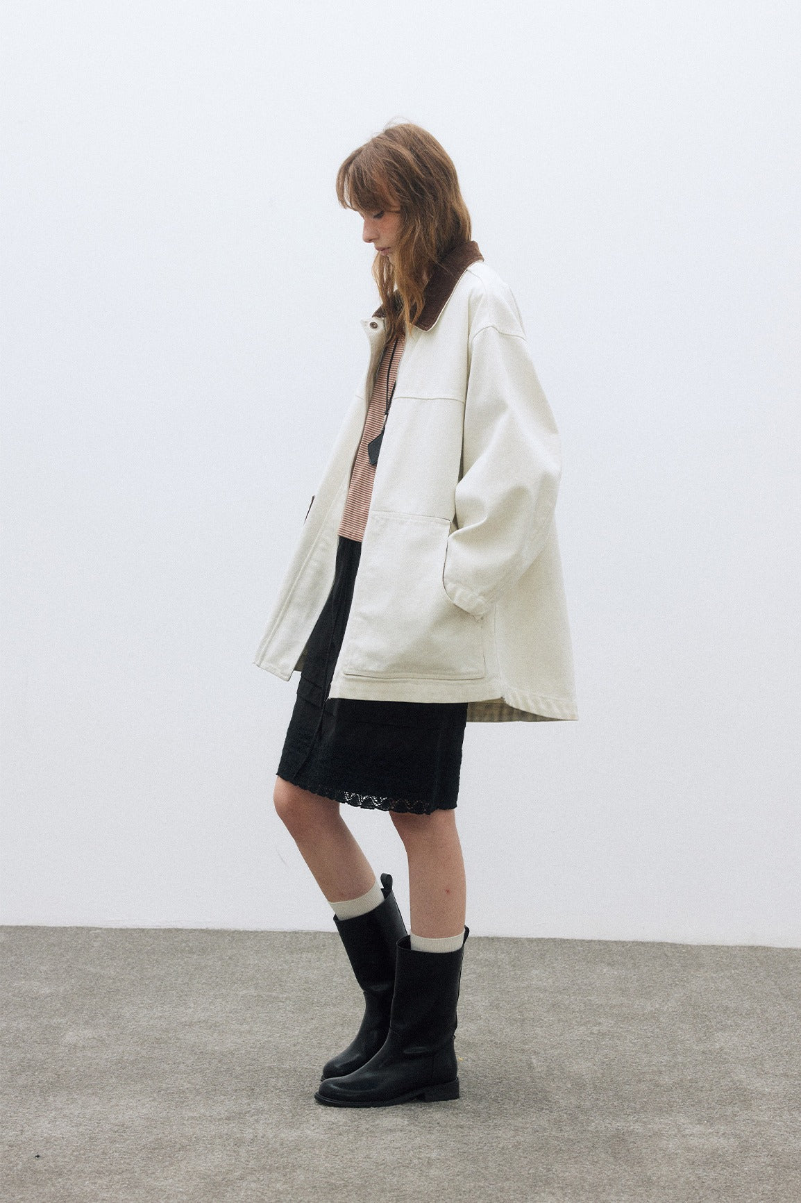 100% cotton barn-style mid-length jacket | 2 color