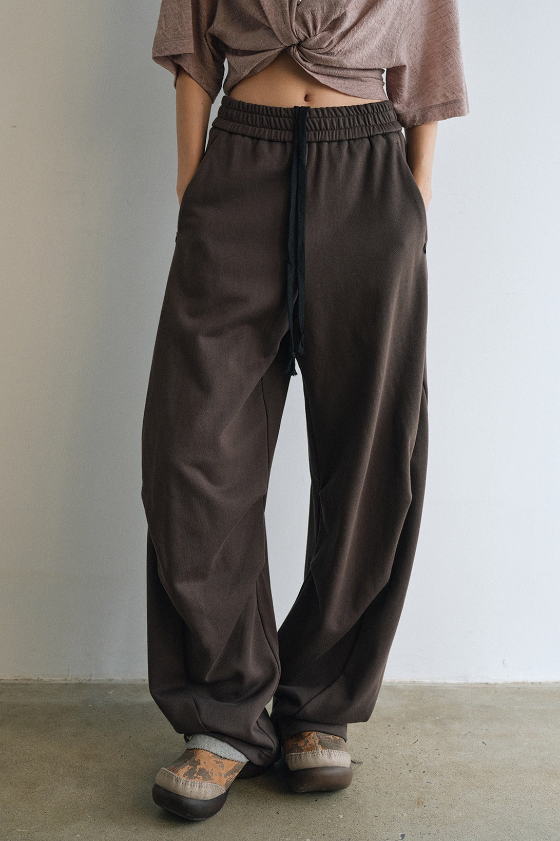 Cotton blend structured design sweatpants | 3 color