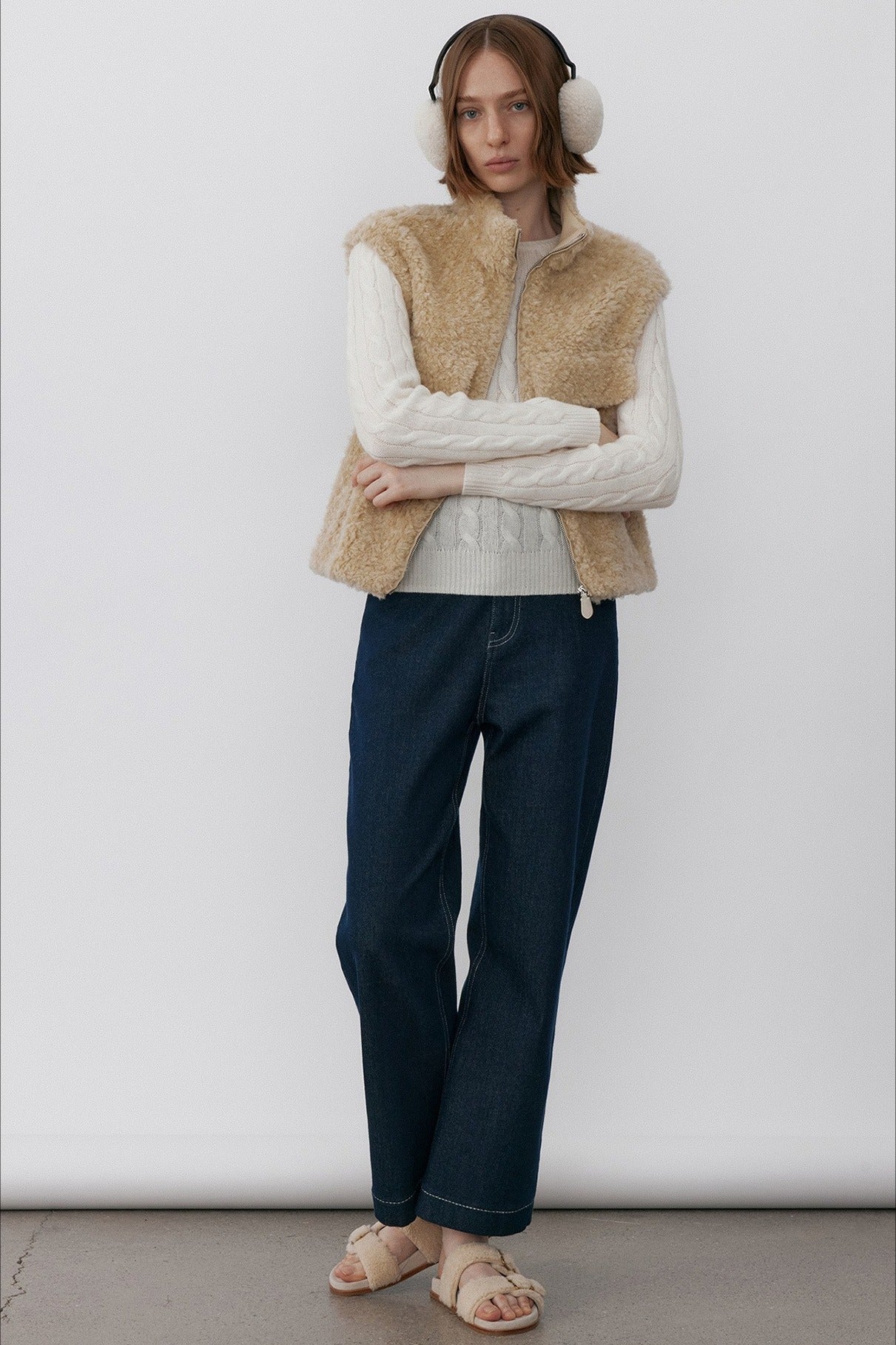 100% wool plush feel warm vest | 2 color