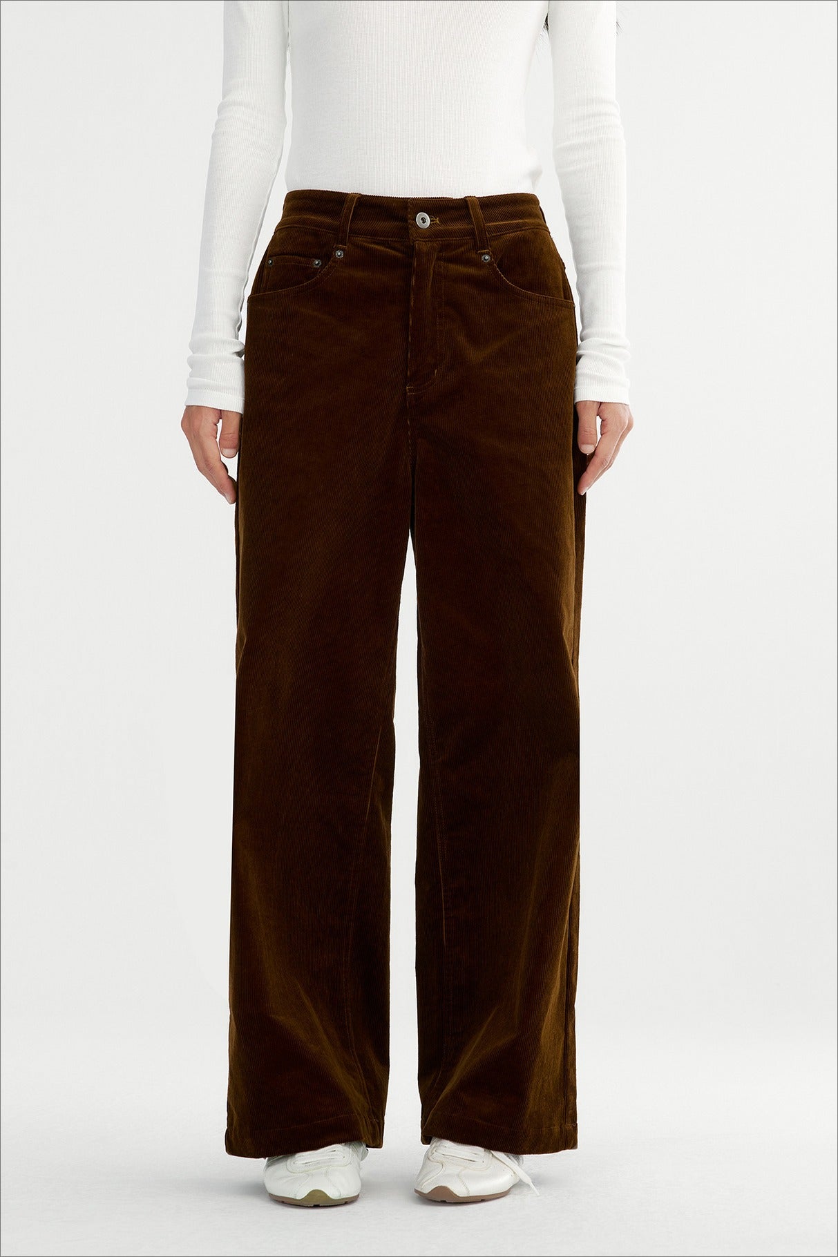 Cotton retro corduroy straight leg trousers | 2 color