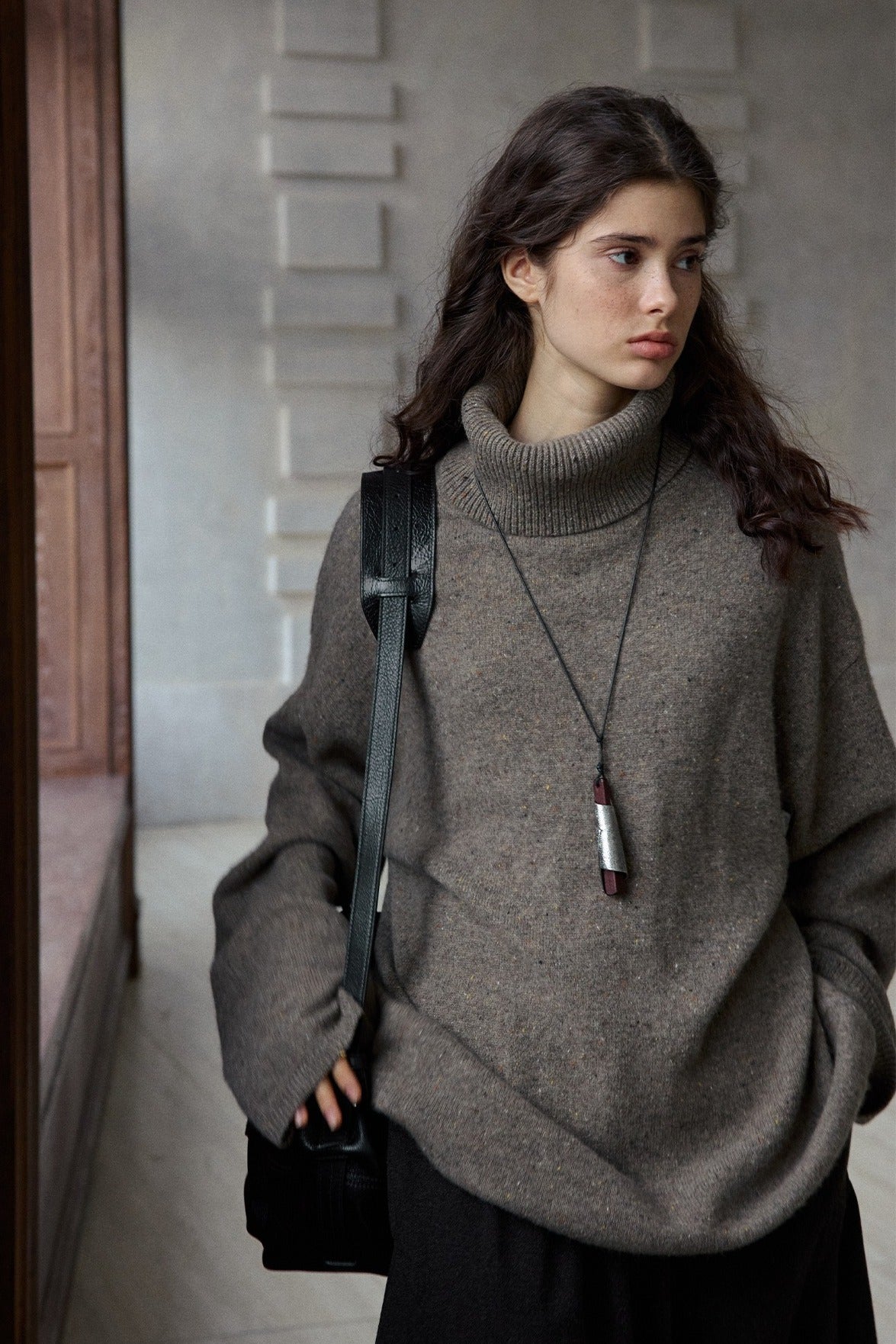 100% wool loose-fit high neck sweater