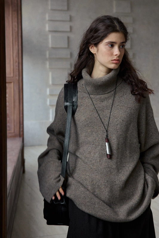 100% wool loose-fit high neck sweater