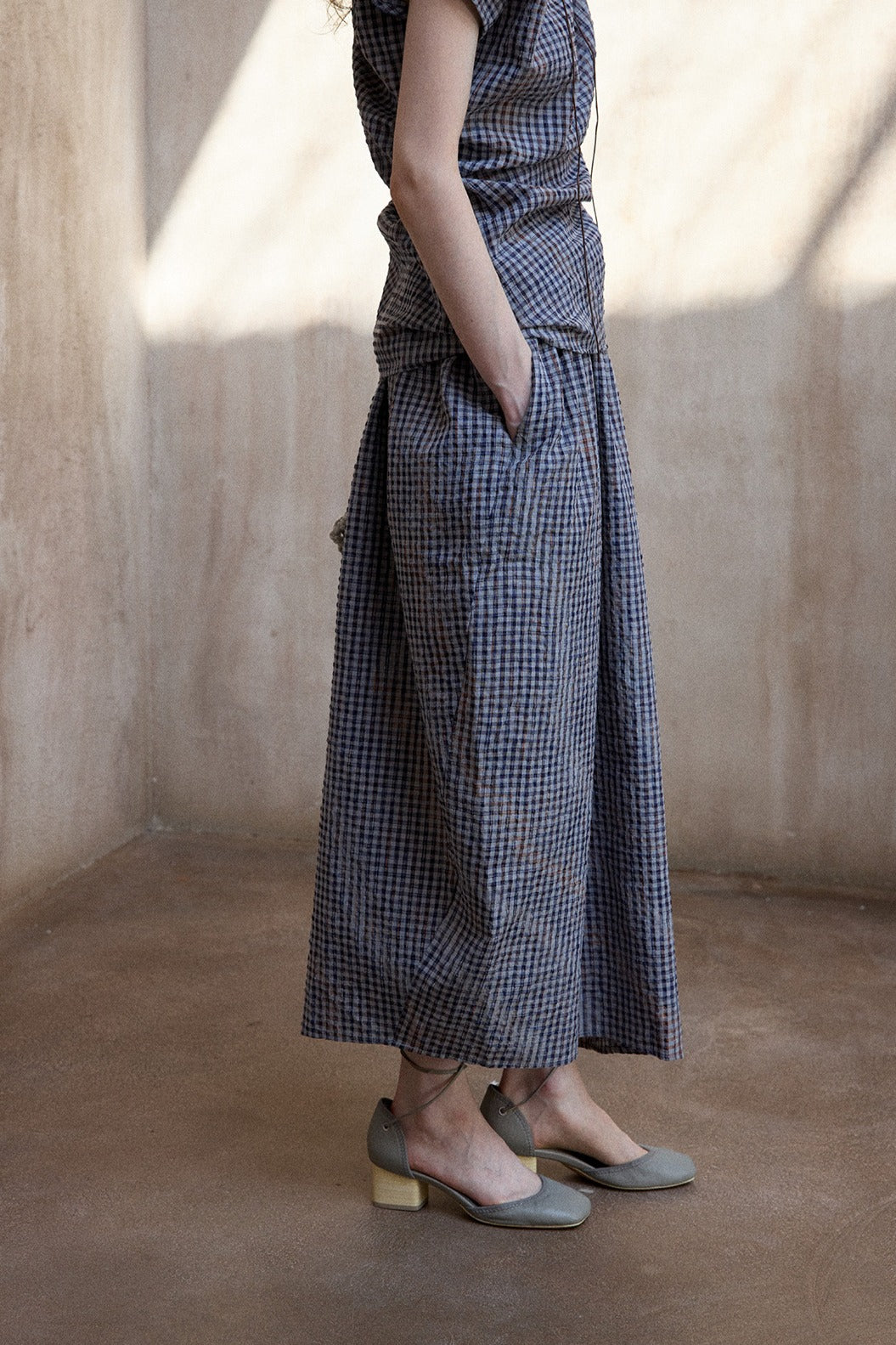 Irregular design puffed striped bud-like skirt | 2 color