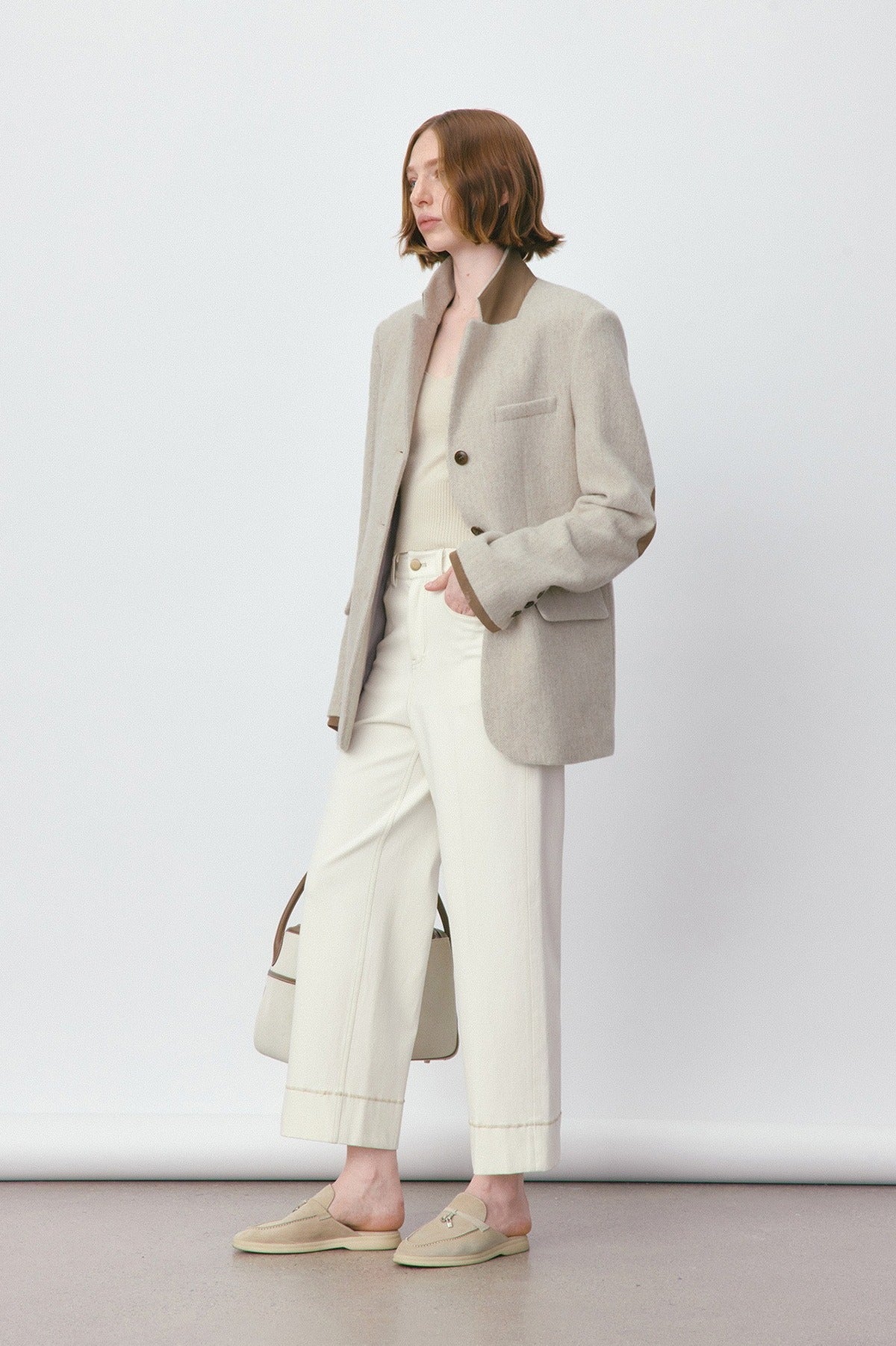 Wool-cashmere chic fit mid-length suit jacket