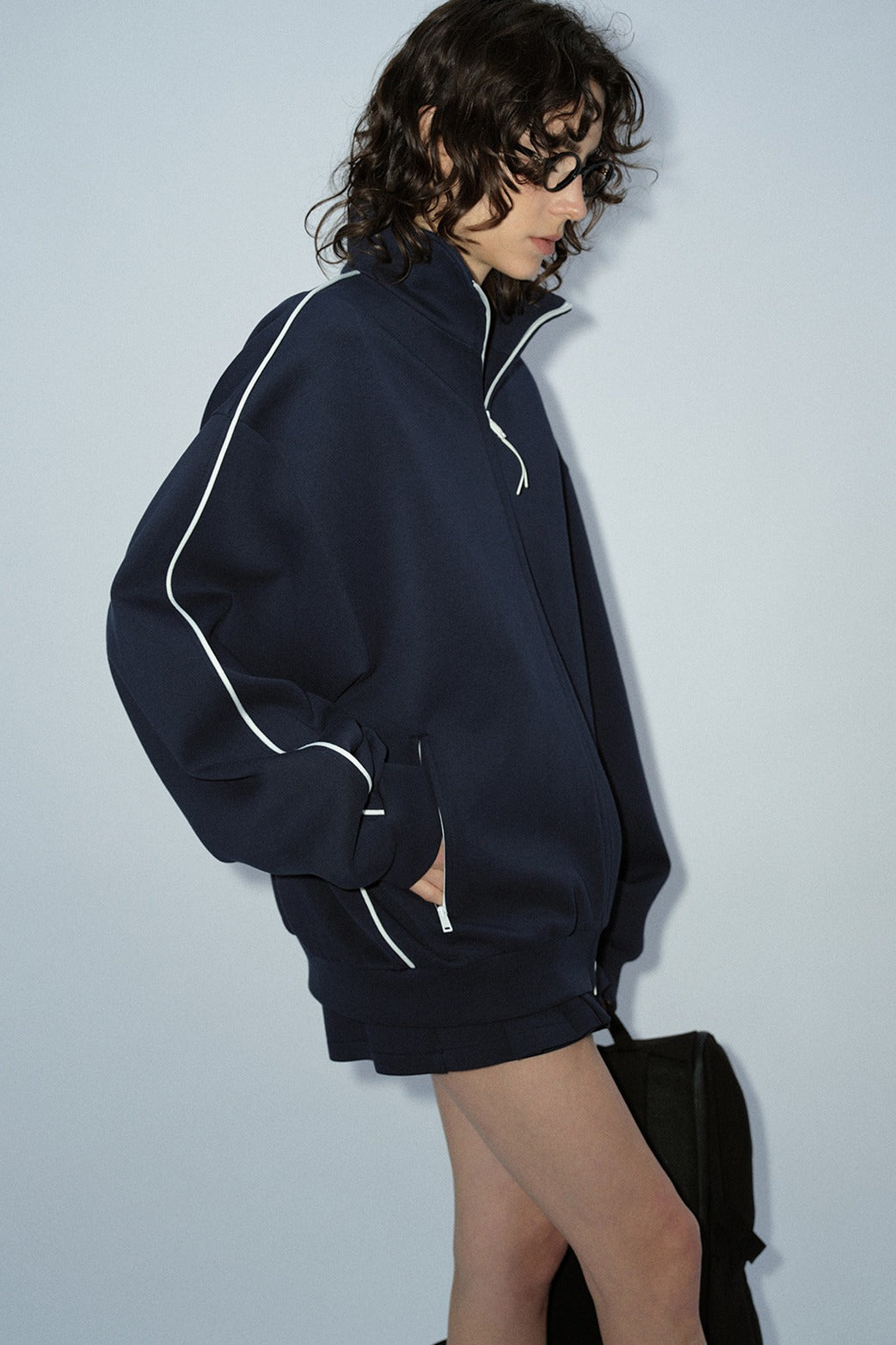 Veste à capuche à col montant en mélange de coton | 2 couleurs