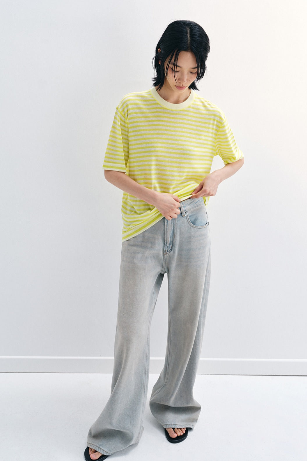 Relaxed-fit striped loose T-shirt | 4 color