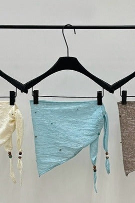 Cotton blend unisex bead scarf-belt accessory | 4 color