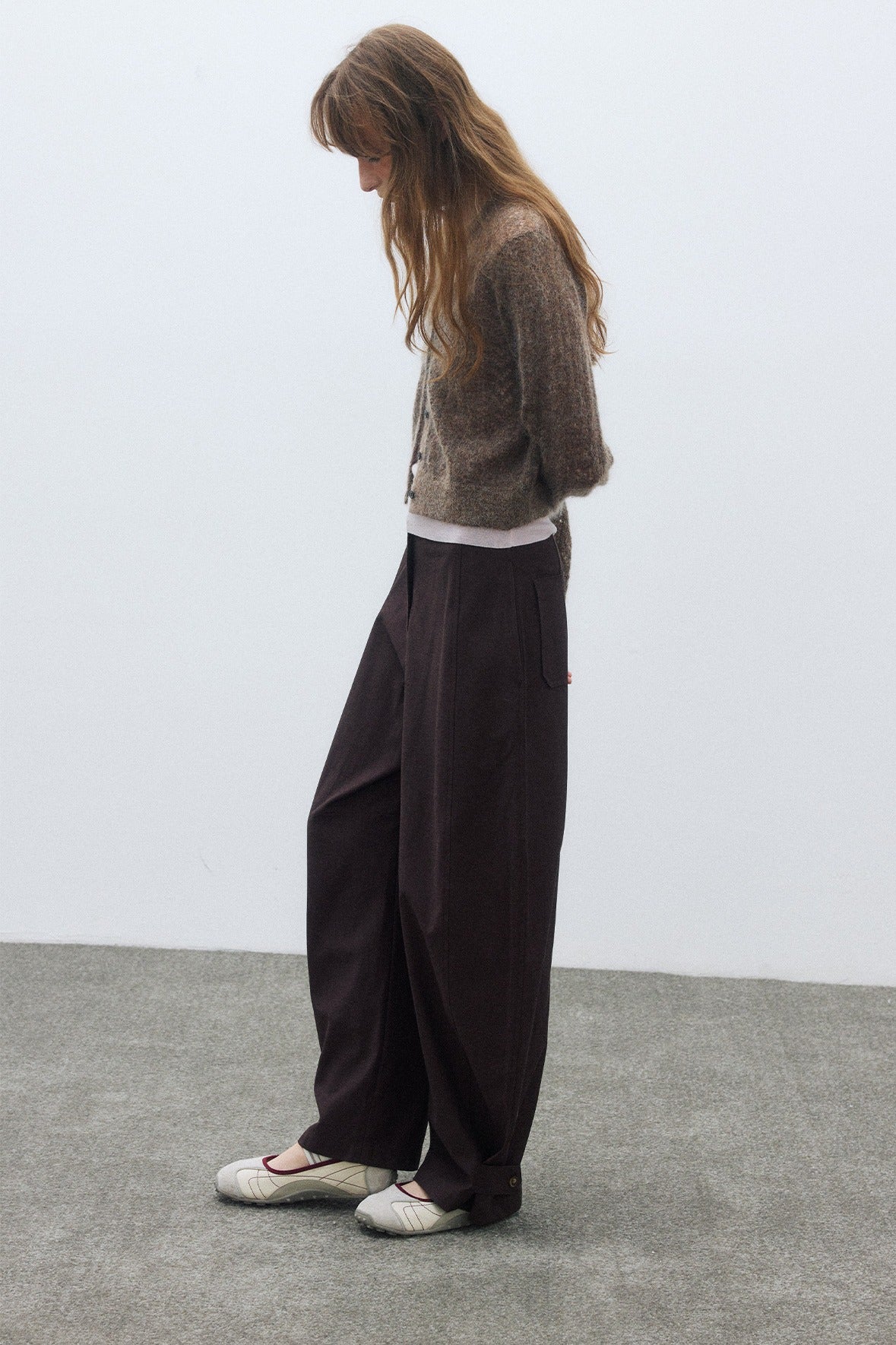 Viscose-cotton curved silhouette casual cleanfit pants | 3 color