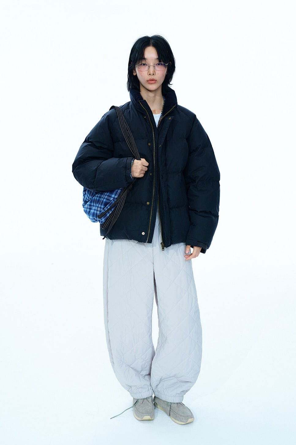 Wool-cotton filling cozy quilted loose pants | 4 color