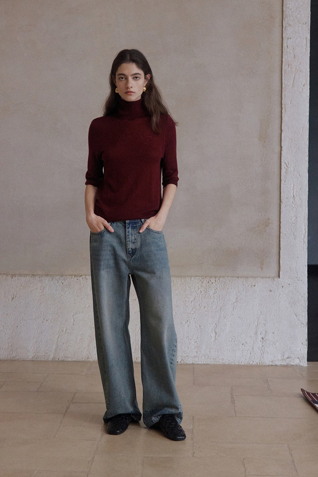 Wool blend stacked neck soft knitwear | 7 color