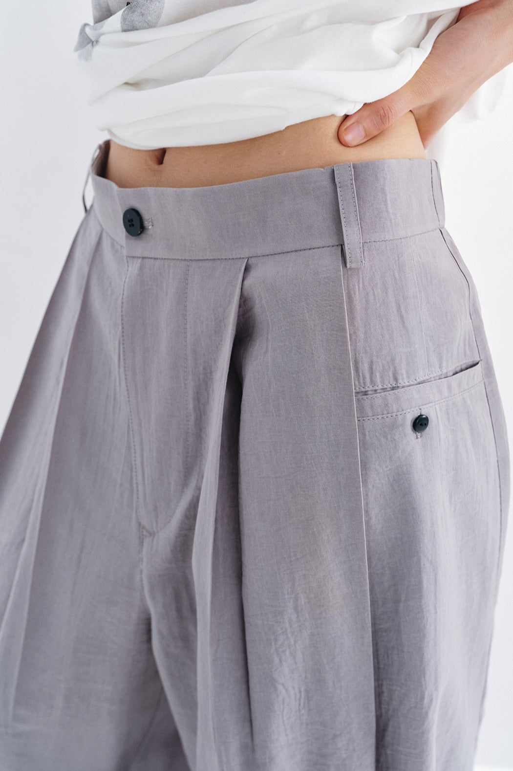 Viscose blend cool feel banana-shape loose pants | 4 color