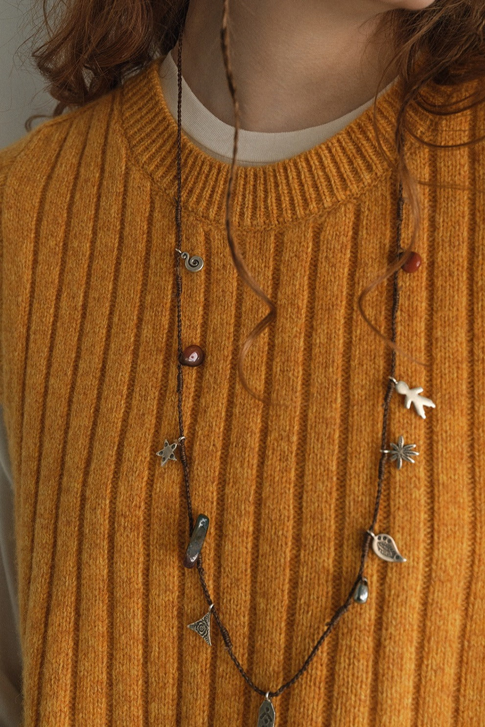 100% wool chunky texture rib vest | 4 color