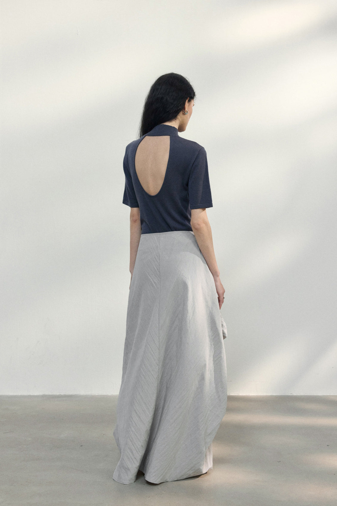 T-shirt dos nu en laine mélangée | 4 couleurs