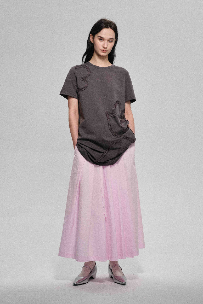 Jupe parapluie plissée style portefeuille 100 % coton