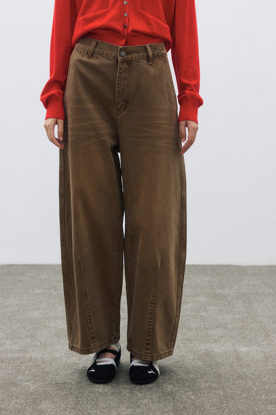 Cotton blend curved classic high-rise jeans | 3 color