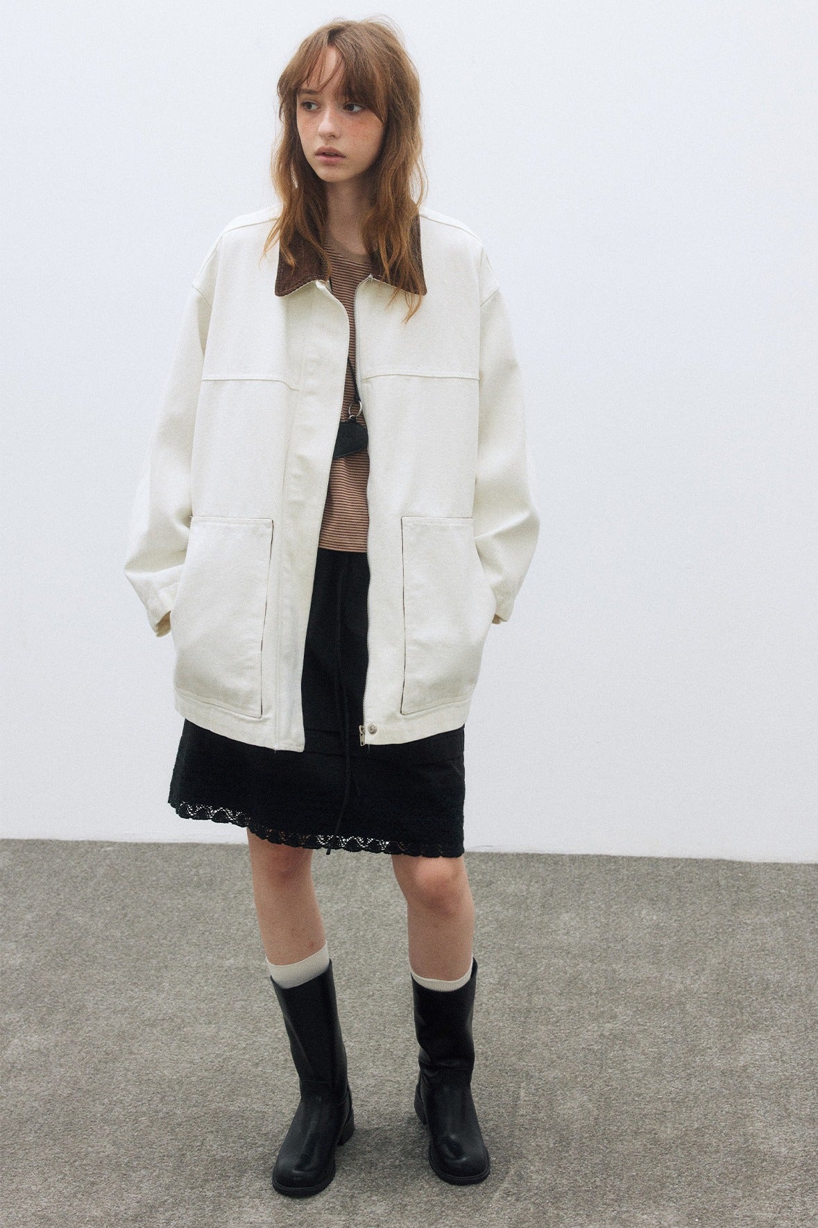 100% cotton barn-style mid-length jacket | 2 color