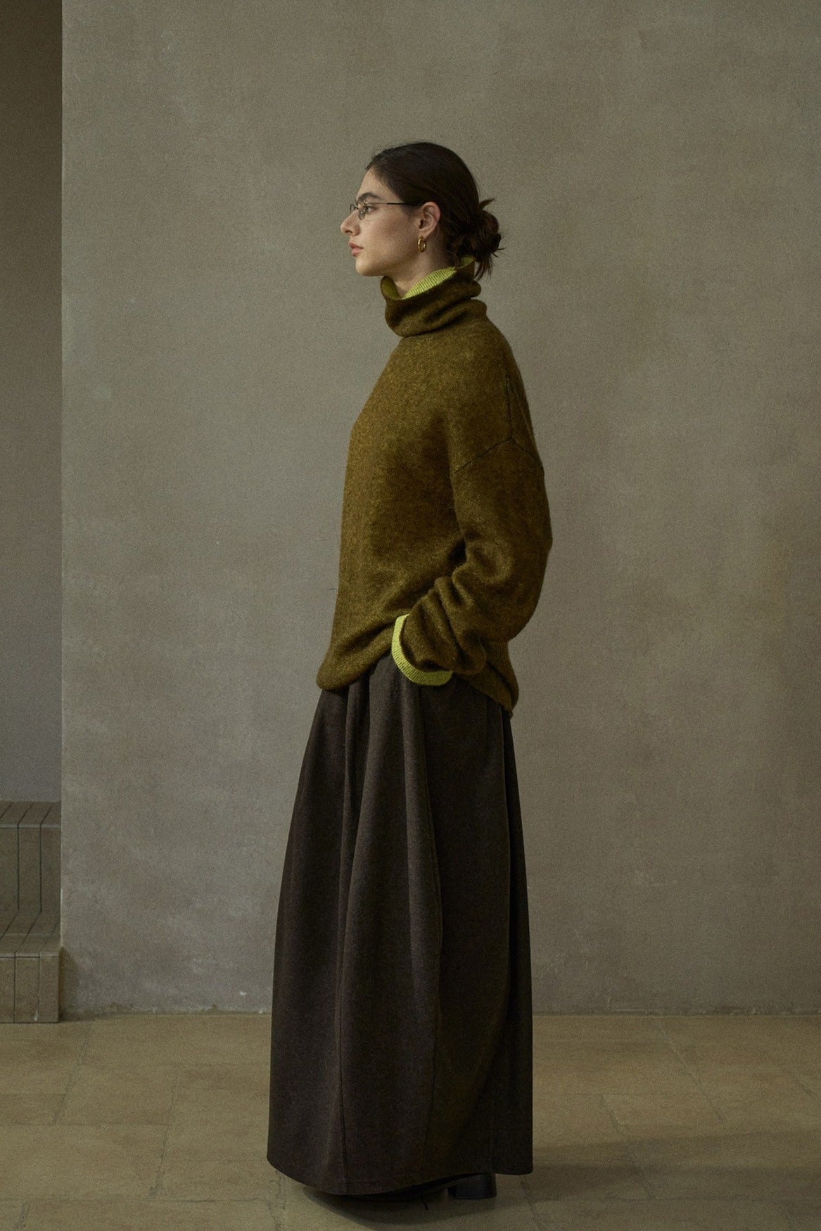 Mohair blend stacked high neck cozy loose sweater | 4 color