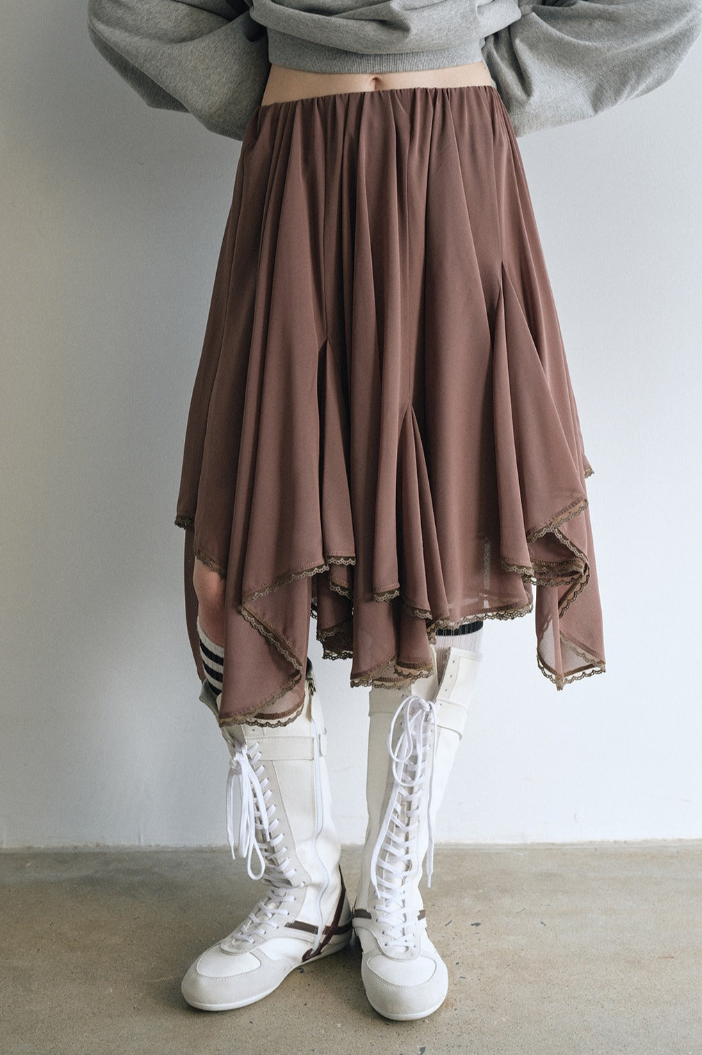 Playful Boho flair lace panel skirt | 4 color