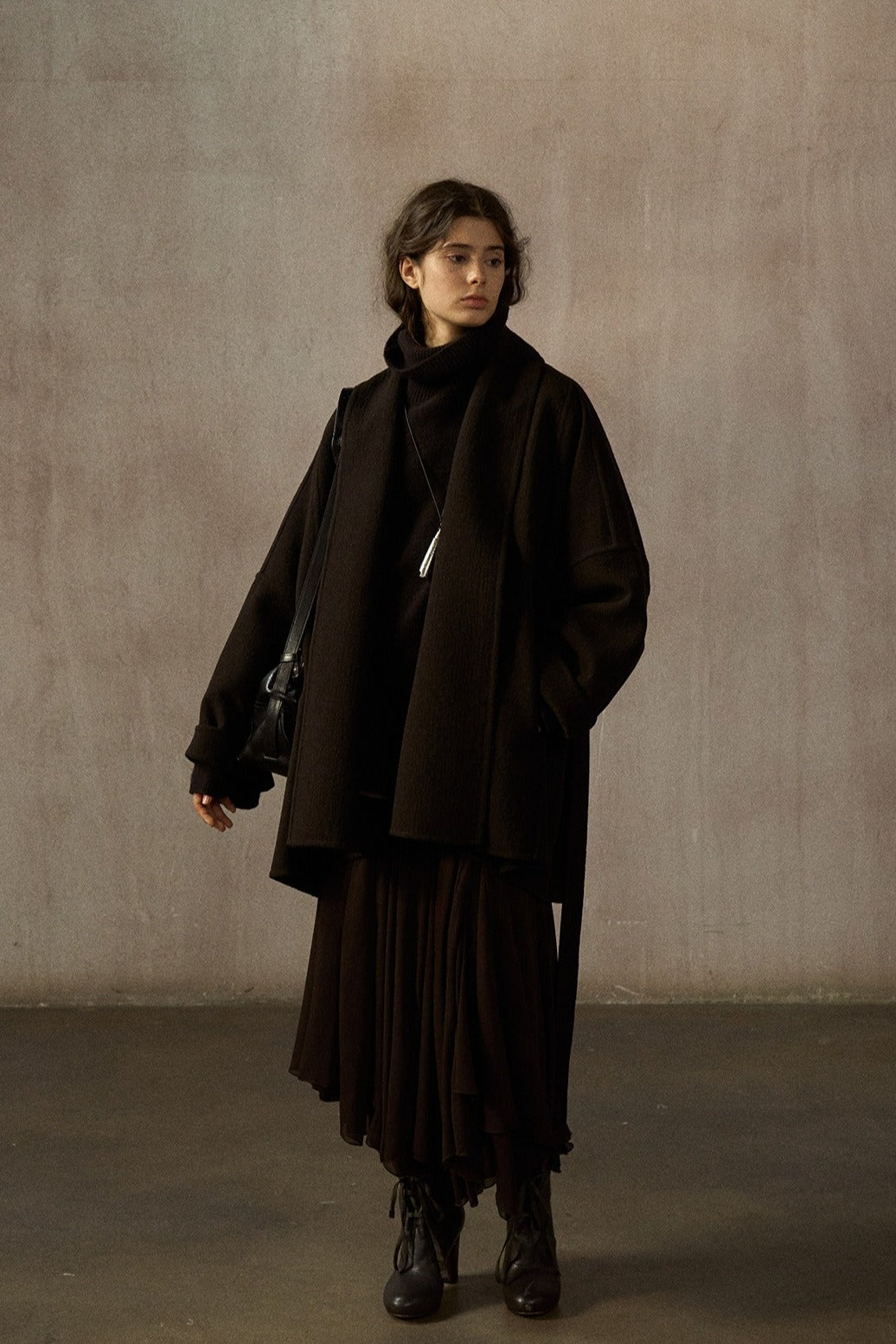 Wool blend loose-fit batwing silhouette jacket | 2 color