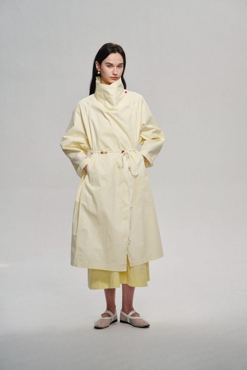 100 cotton structured silhouette trench coat | 2 color