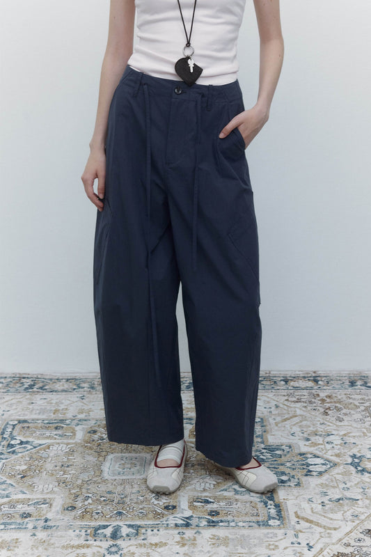 100% cotton high-rise balloon pants with side patch pockets | 4 color