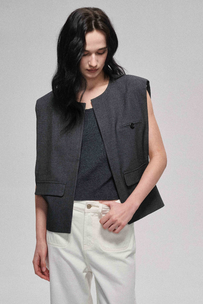 Gilet structuré à épaules rembourrées et à grande silhouette